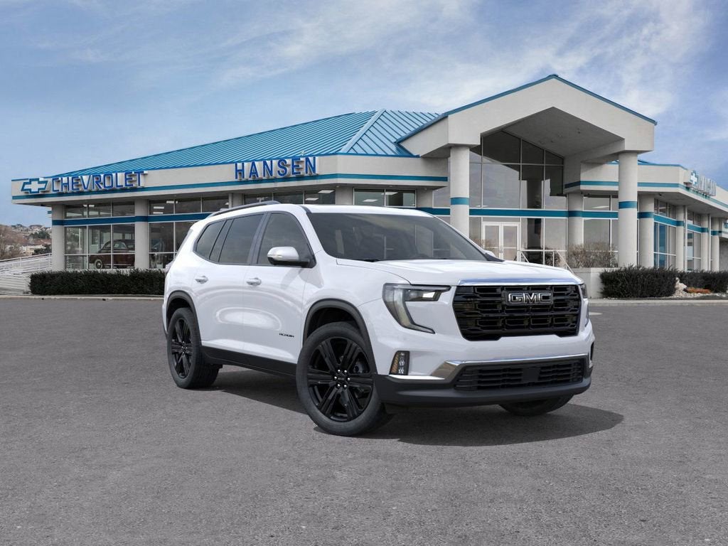 2026 GMC Acadia Elevation in Summit White — front three-quarter view