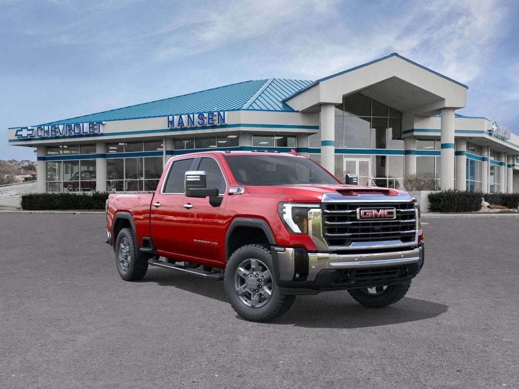 2026 GMC Sierra 3500 HD SLT in Volcanic Red Tintcoat — front three-quarter view