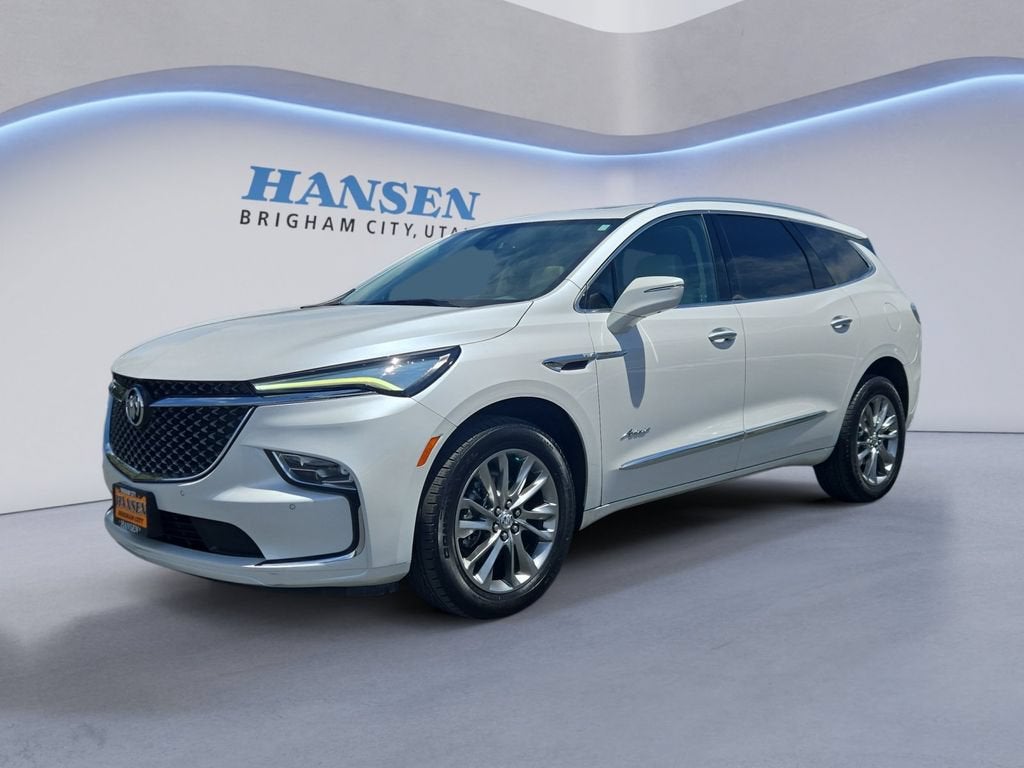 2023 Buick Enclave Avenir in White Frost Tricoat — front three-quarter view