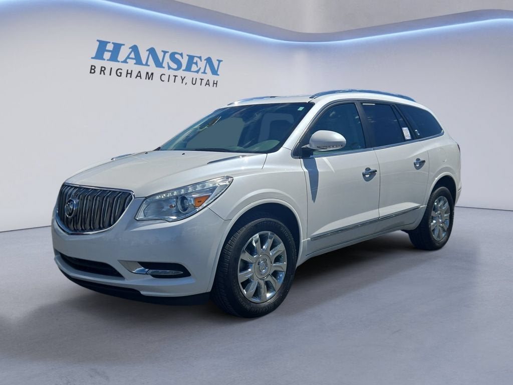2017 Buick Enclave Premium in White Frost Tricoat — front three-quarter view